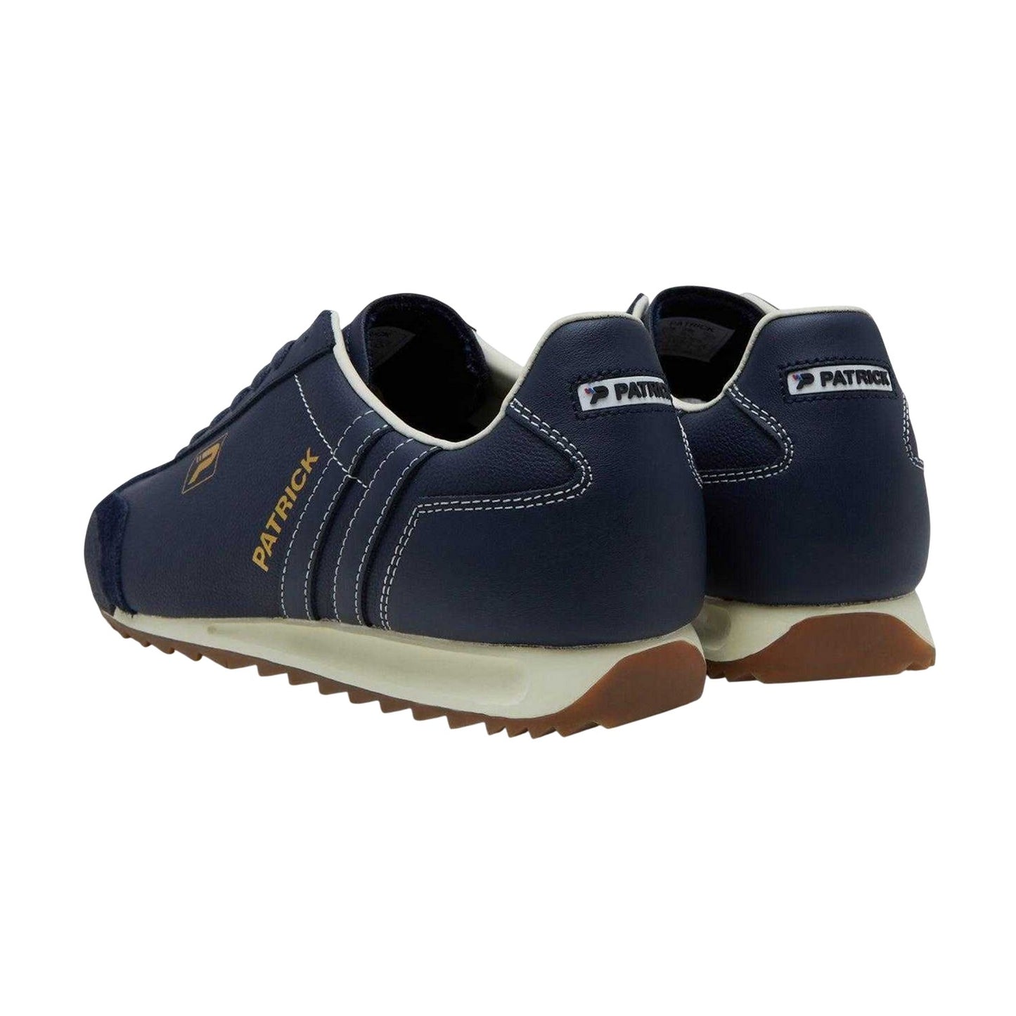 Navy-Off White - Back - Patrick Mens Liverpool Leather Trainers