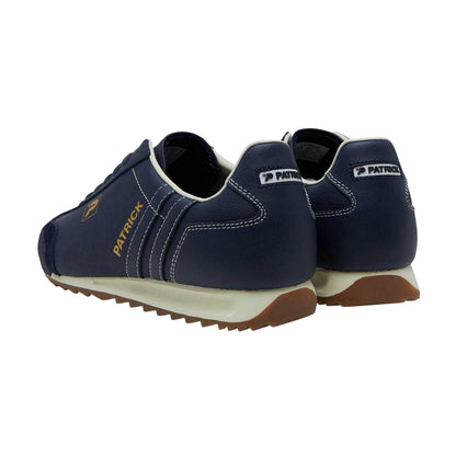 Navy-Off White - Back - Patrick Mens Liverpool Leather Trainers