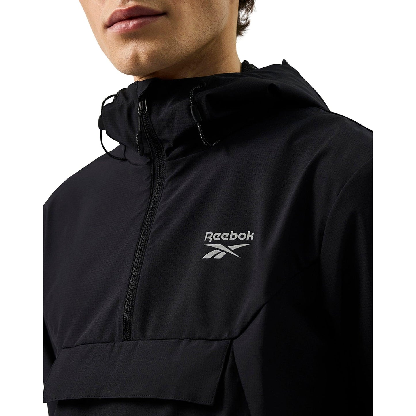 Black - Side - Reebok Mens Burbage Overhead Windrunner Jacket