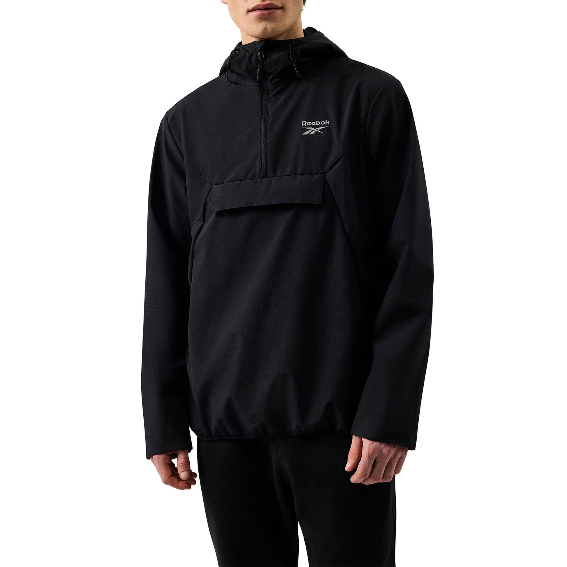 Black - Front - Reebok Mens Burbage Overhead Windrunner Jacket