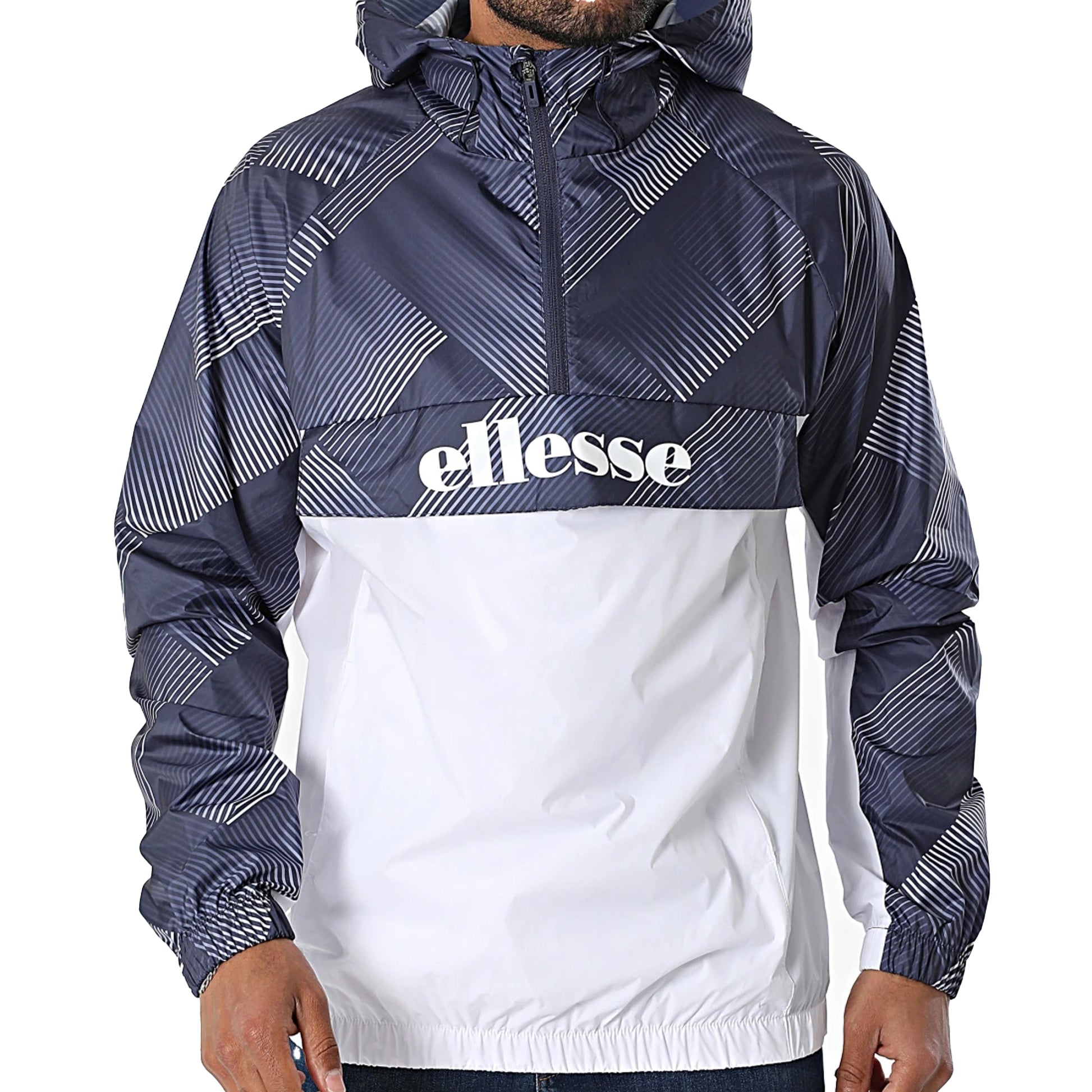 Navy-White - Side - Ellesse Mens Fiorisa Windrunner Jacket