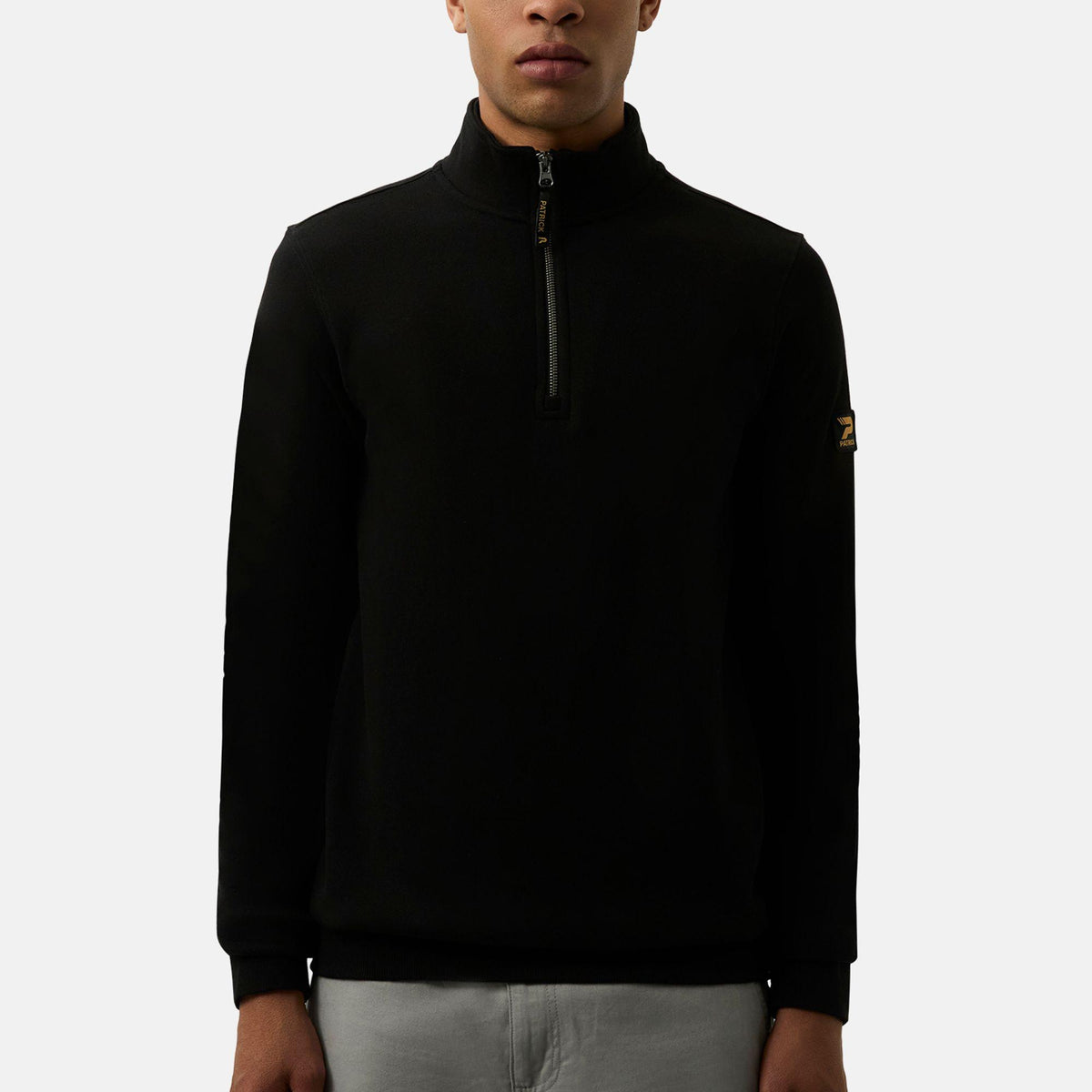 Black - Front - Patrick Mens Harlem Quarter Zip Top