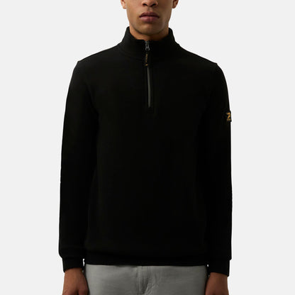 Black - Front - Patrick Mens Harlem Quarter Zip Top
