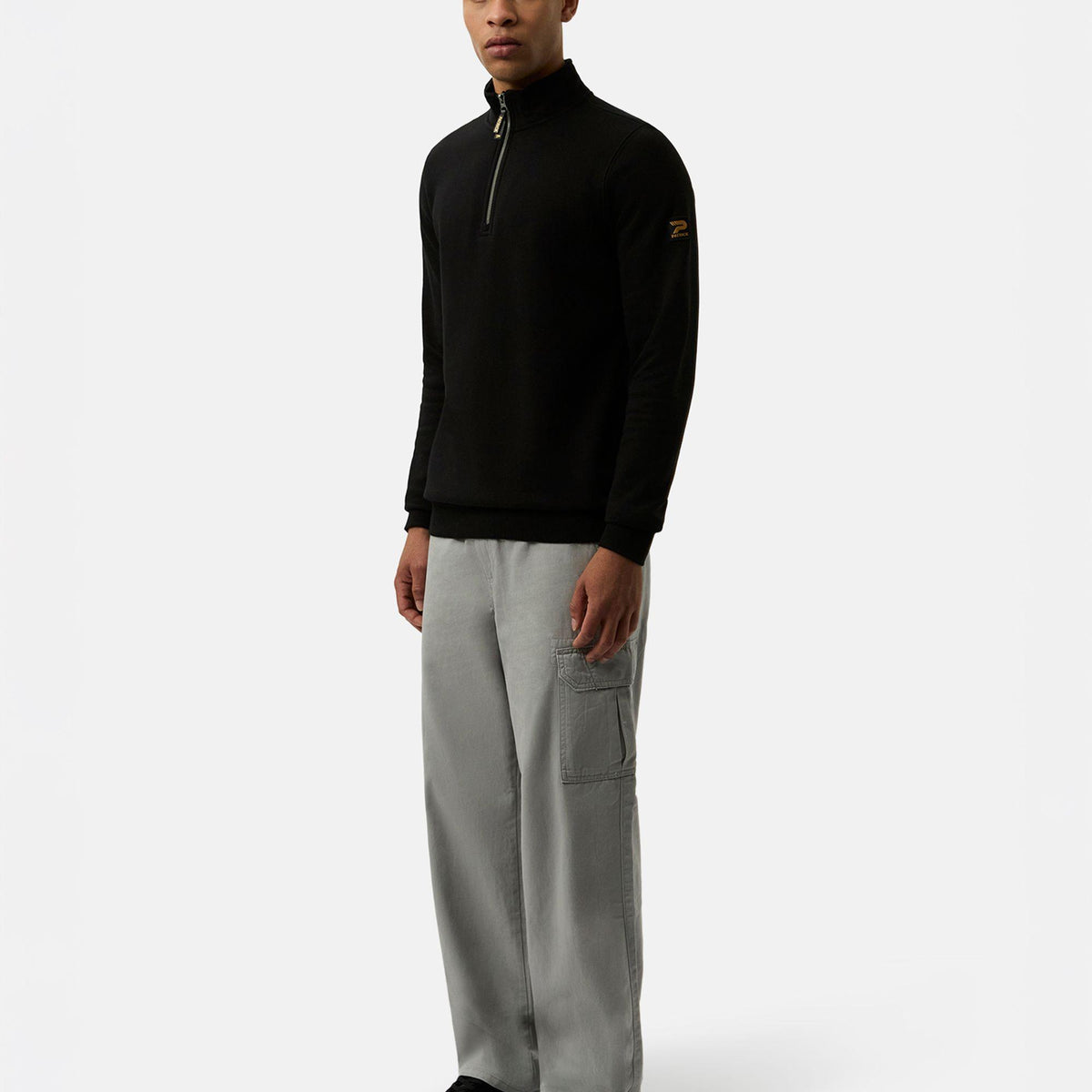 Black - Side - Patrick Mens Harlem Quarter Zip Top