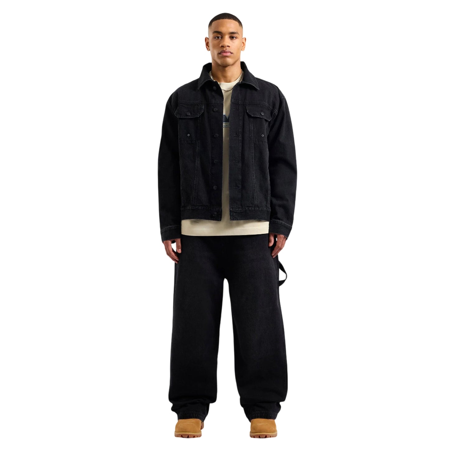 Black Denim - Lifestyle - AVX Mens Edwards Leather Patch Denim Jacket