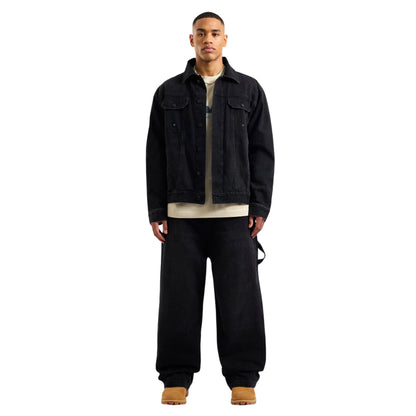 Black Denim - Lifestyle - AVX Mens Edwards Leather Patch Denim Jacket