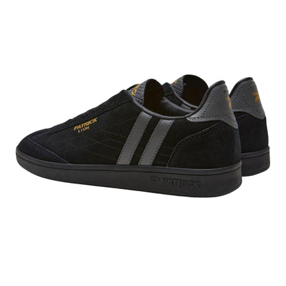 Black-Charcoal - Back - Patrick Mens Lyon Suede Cupsole Trainers