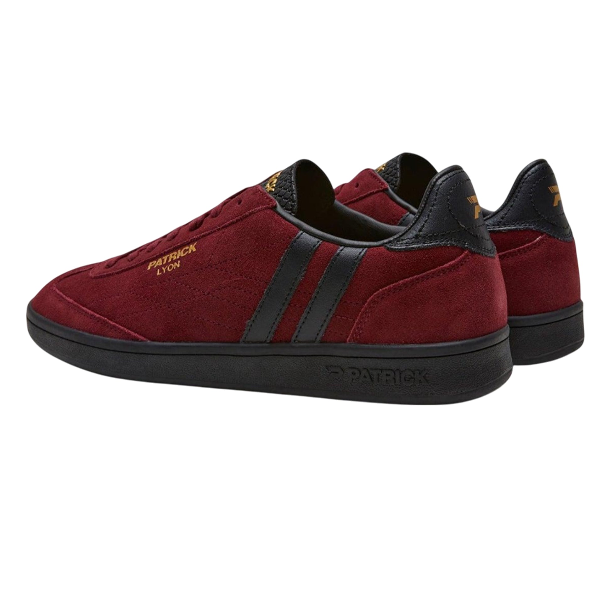 Burgundy-Black - Back - Patrick Mens Lyon Suede Cupsole Trainers