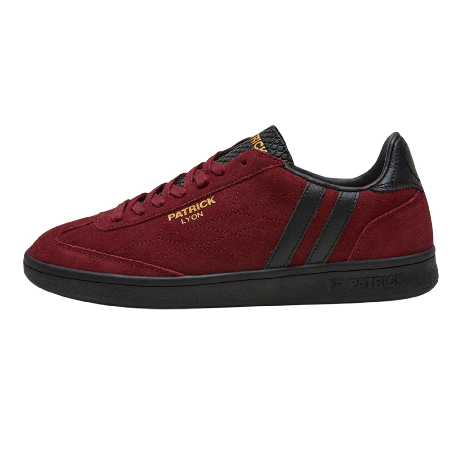 Burgundy-Black - Side - Patrick Mens Lyon Suede Cupsole Trainers