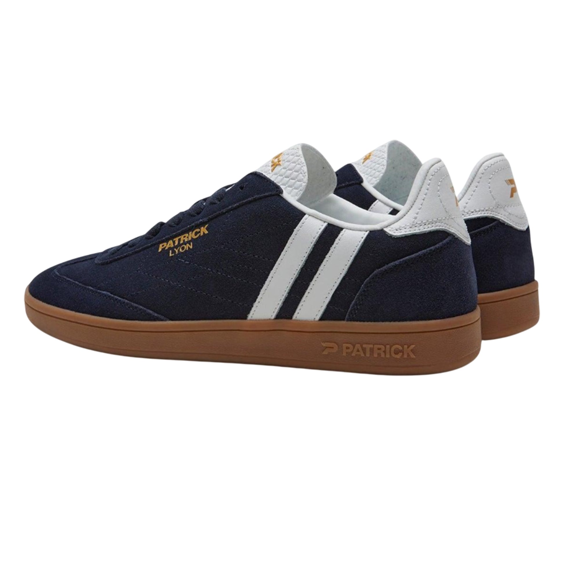 Navy-White-Gum - Back - Patrick Mens Lyon Suede Cupsole Trainers