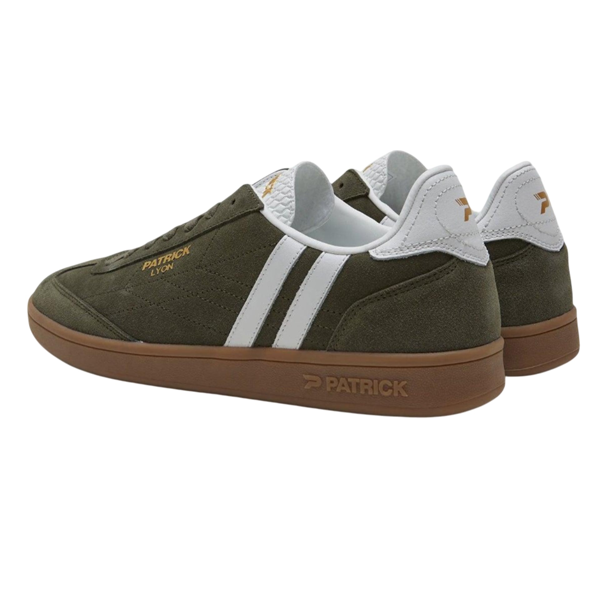 Olive-Gum - Side - Patrick Mens Lyon Suede Cupsole Trainers