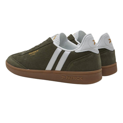 Olive-Gum - Side - Patrick Mens Lyon Suede Cupsole Trainers