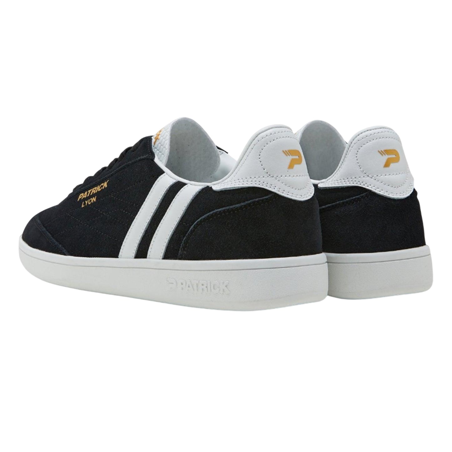 Black-White - Back - Patrick Mens Lyon Suede Cupsole Trainers