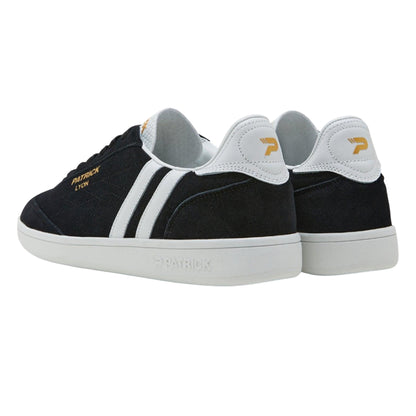 Black-White - Back - Patrick Mens Lyon Suede Cupsole Trainers