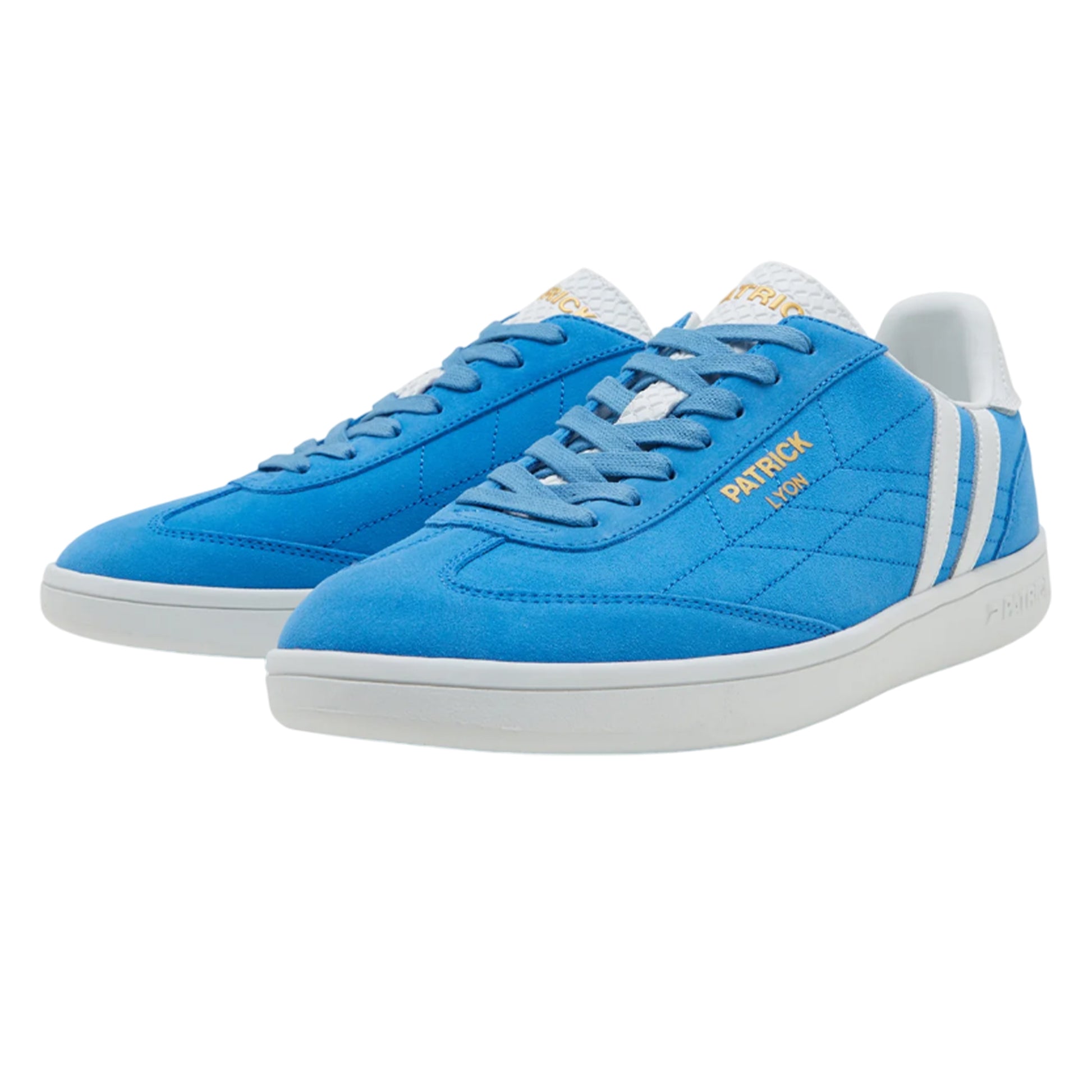 Blue-White - Back - Patrick Mens Lyon Suede Cupsole Trainers
