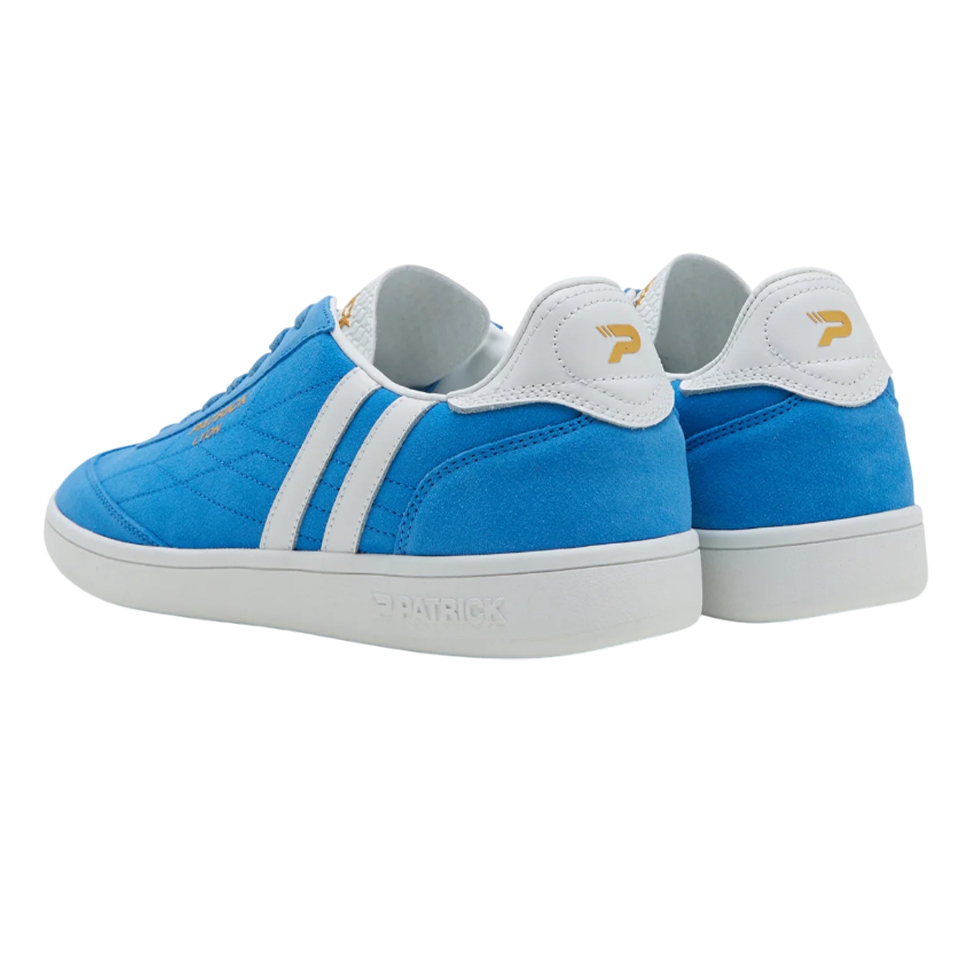 Blue-White - Side - Patrick Mens Lyon Suede Cupsole Trainers
