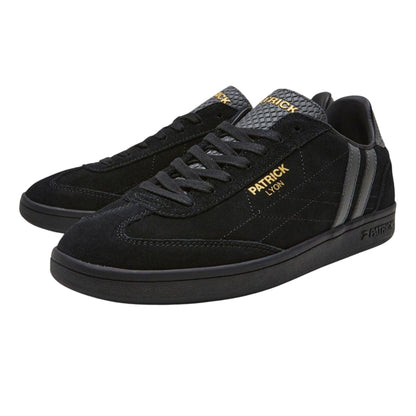 Black-Charcoal - Front - Patrick Mens Lyon Suede Cupsole Trainers