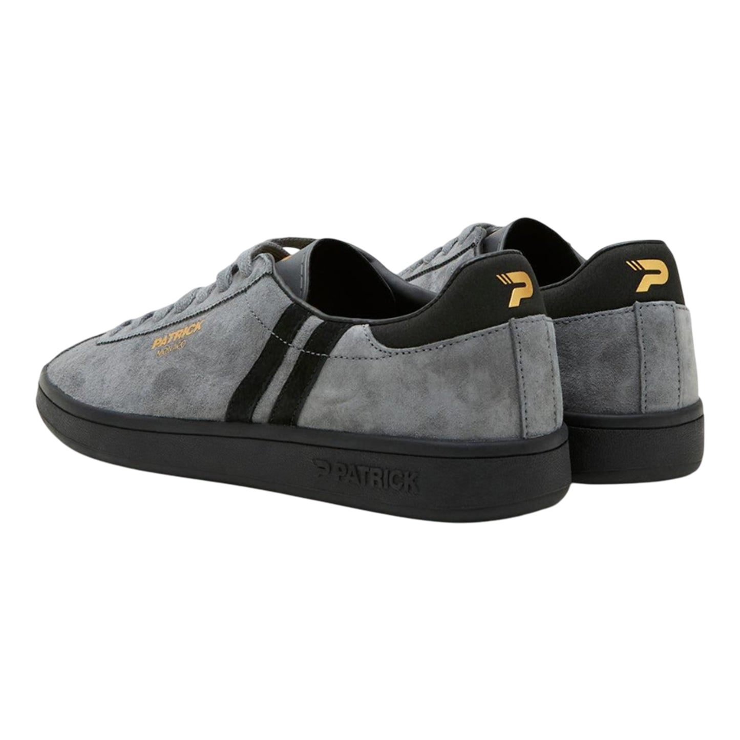 Charcoal-Black - Back - Patrick Mens Monaco Suede Cupsole Trainers