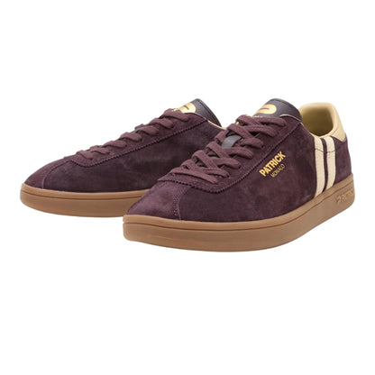 Dark Brown-Beige - Front - Patrick Mens Monaco Suede Cupsole Trainers