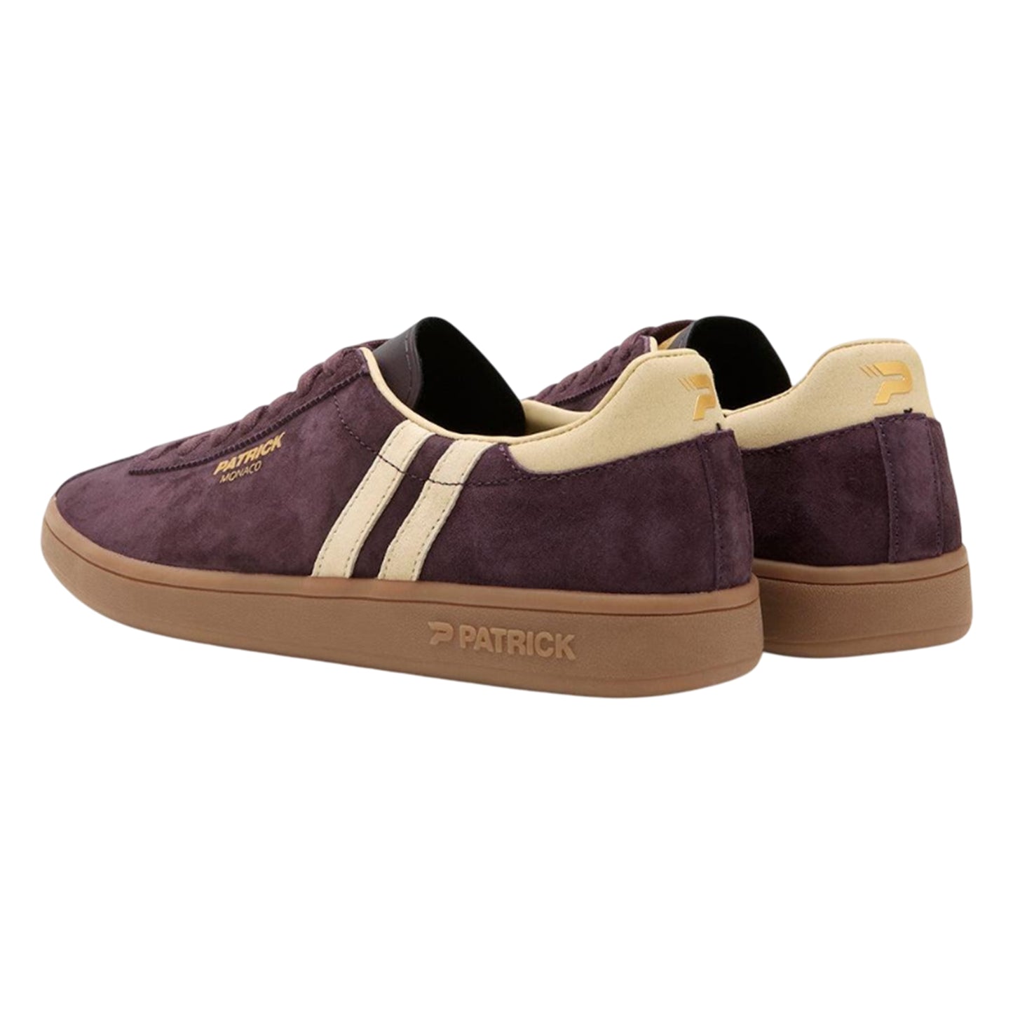 Dark Brown-Beige - Back - Patrick Mens Monaco Suede Cupsole Trainers