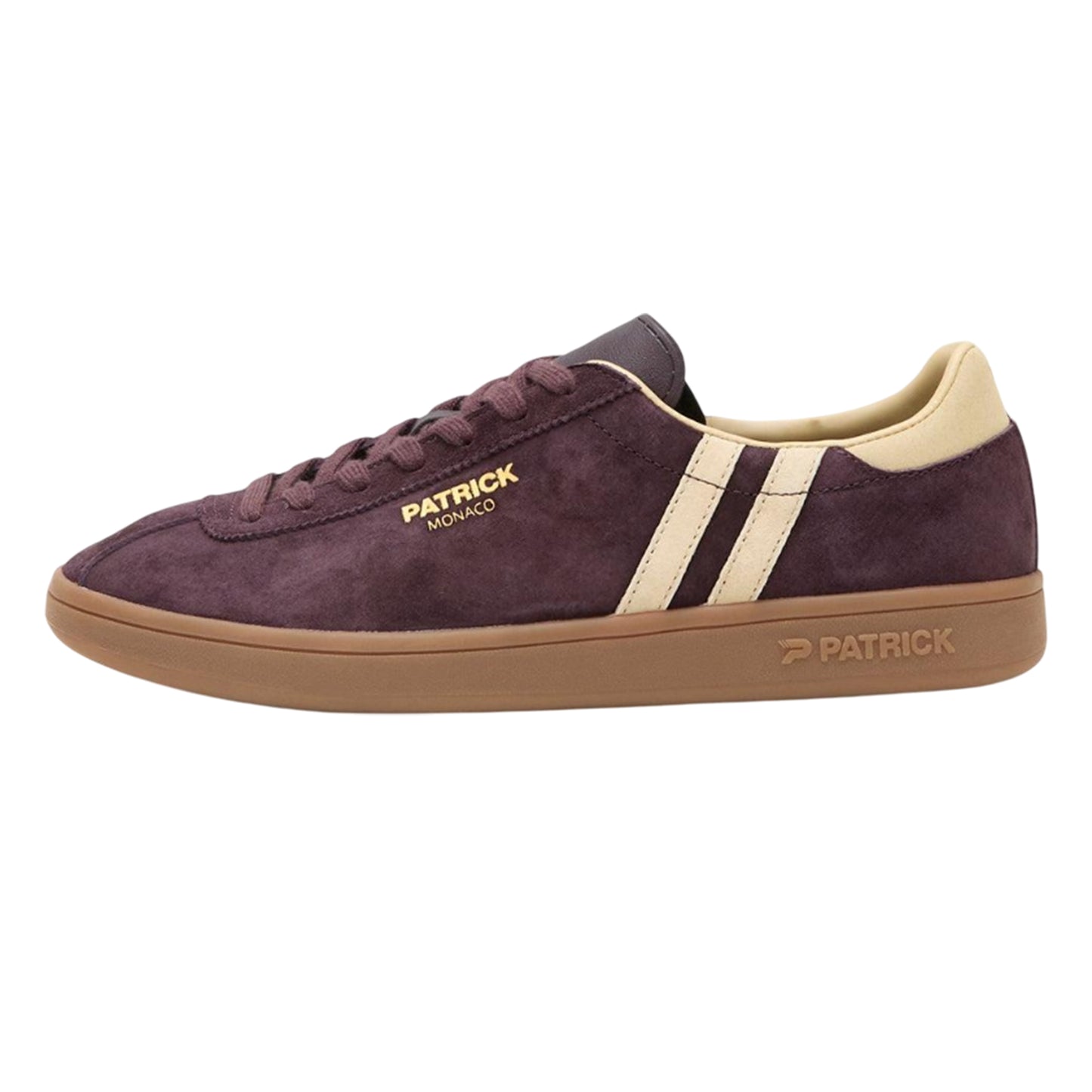 Dark Brown-Beige - Side - Patrick Mens Monaco Suede Cupsole Trainers