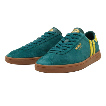 Green-Yellow - Front - Patrick Mens Monaco Suede Cupsole Trainers