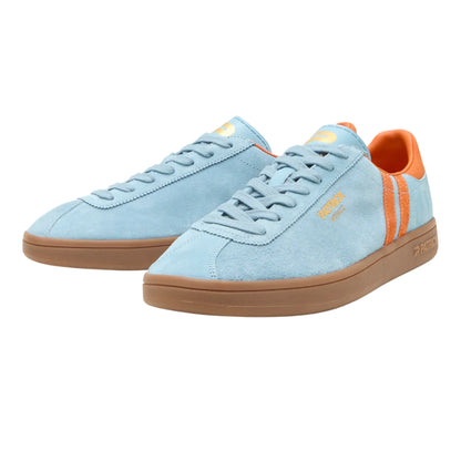 Light Blue-Orange - Front - Patrick Mens Monaco Suede Cupsole Trainers