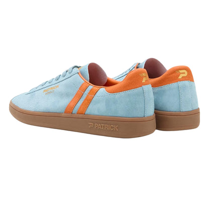 Light Blue-Orange - Back - Patrick Mens Monaco Suede Cupsole Trainers