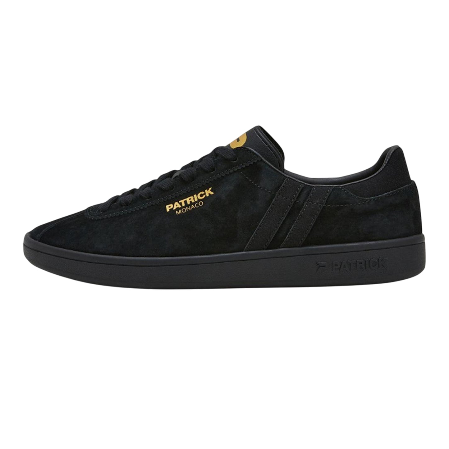 Black - Side - Patrick Mens Monaco Suede Cupsole Trainers