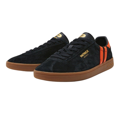 Black-Orange - Front - Patrick Mens Monaco Suede Cupsole Trainers