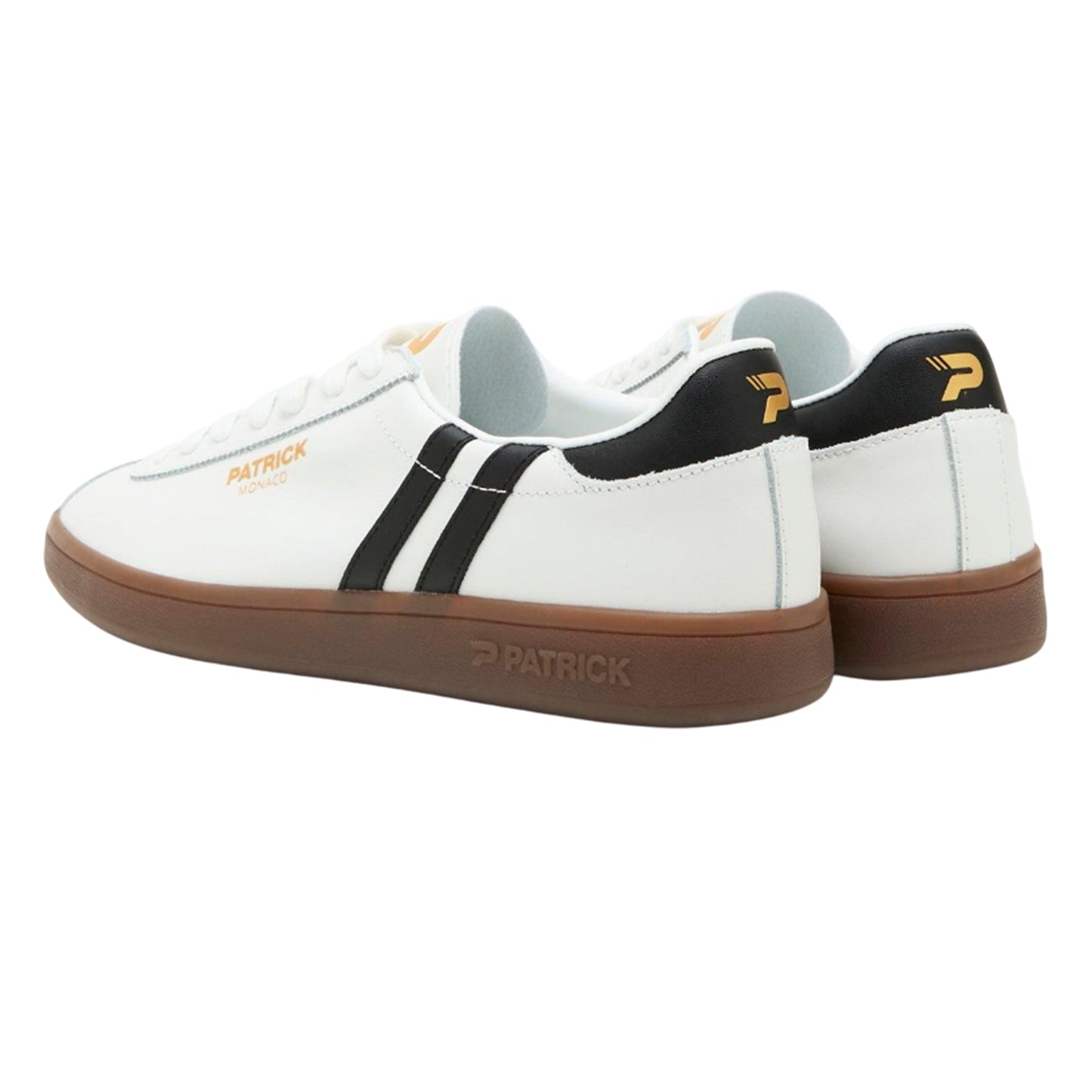 White-Black-Dark Gum - Back - Patrick Mens Monaco Suede Cupsole Trainers