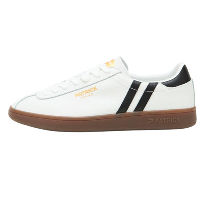White-Black-Dark Gum - Side - Patrick Mens Monaco Suede Cupsole Trainers