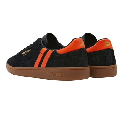 Black-Orange - Back - Patrick Mens Monaco Suede Cupsole Trainers