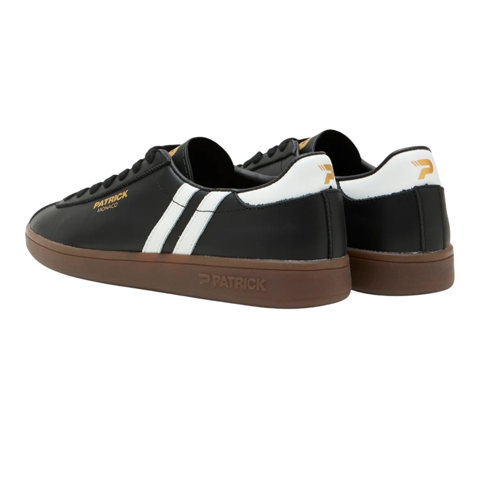 Black-White-Dark Gum - Back - Patrick Mens Monaco Suede Cupsole Trainers
