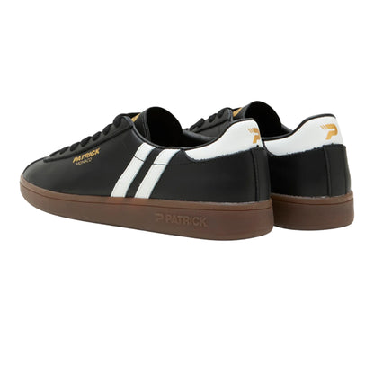 Black-White-Dark Gum - Back - Patrick Mens Monaco Suede Cupsole Trainers