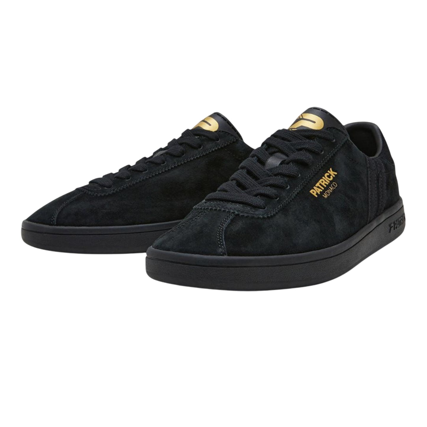 Black - Front - Patrick Mens Monaco Suede Cupsole Trainers