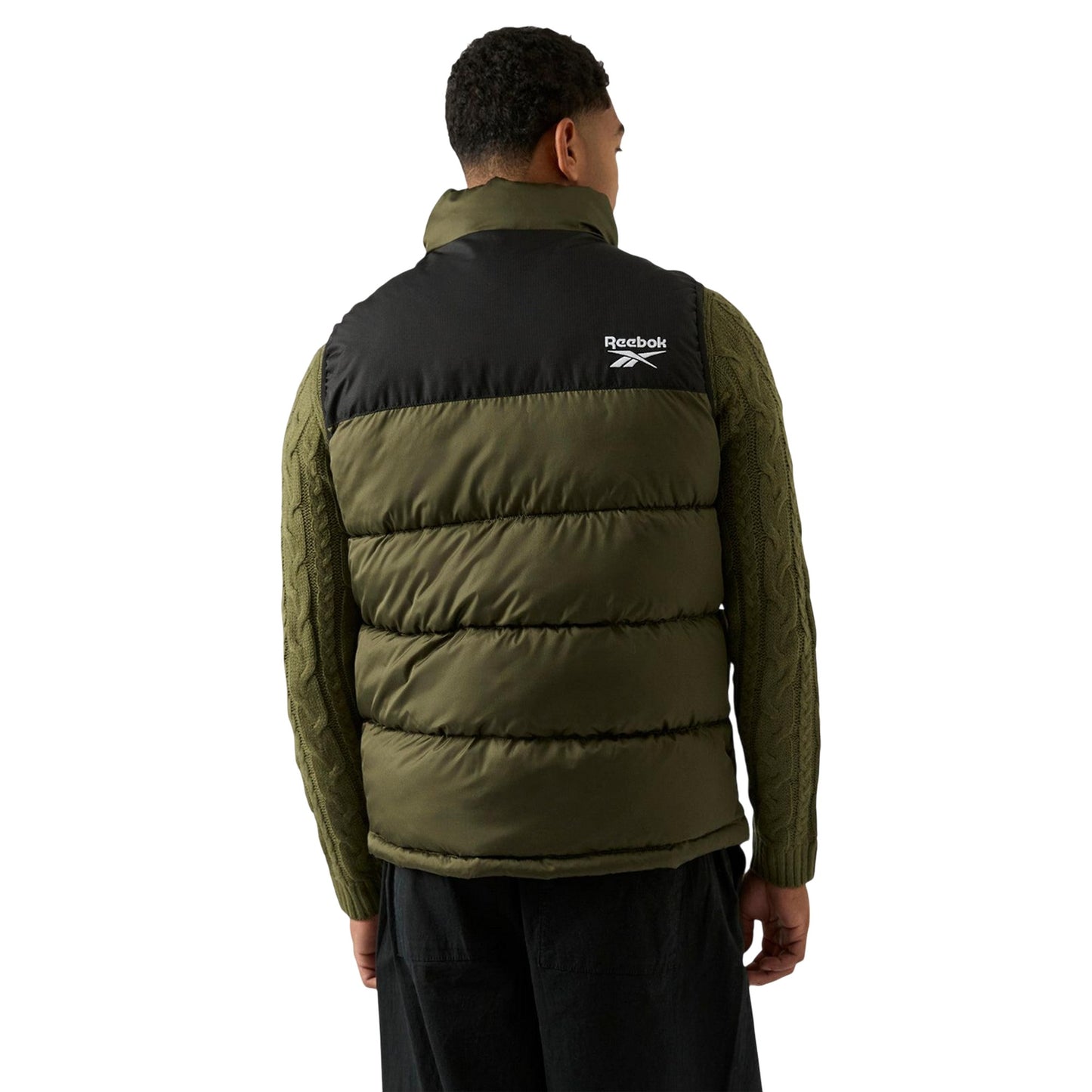 Olive - Back - Reebok Mens Quilted Gilet