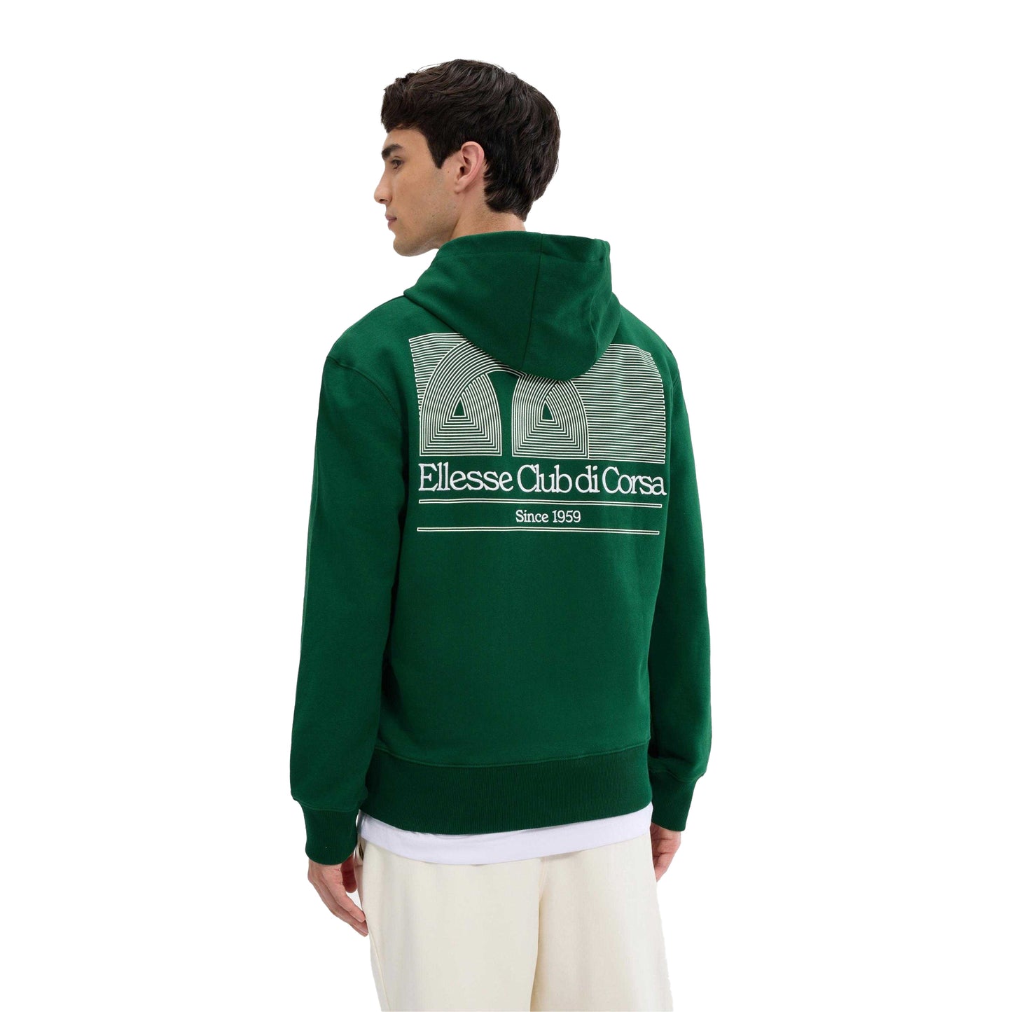 Dark Green - Back - Ellesse Mens Club Di Corsa Hoodie