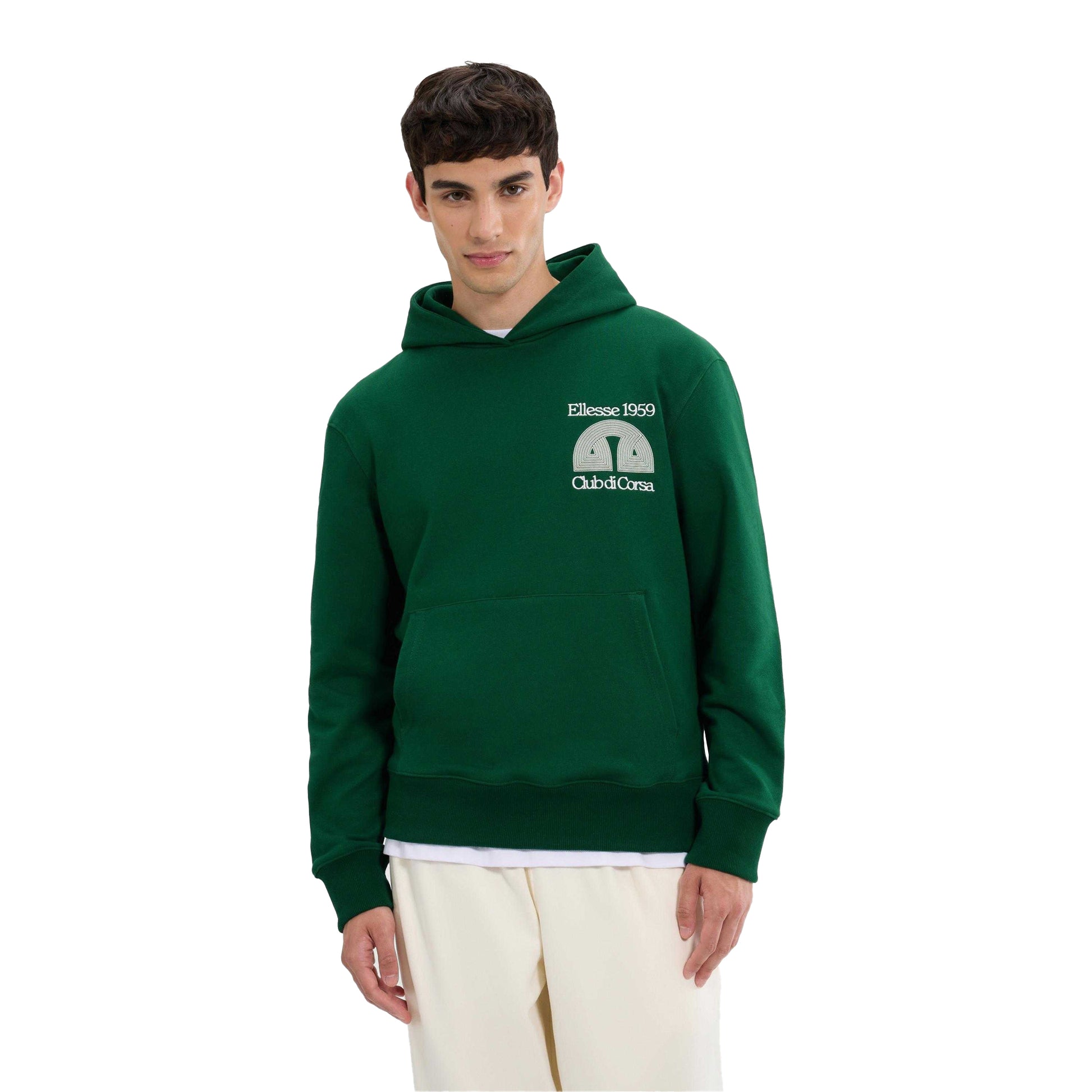Dark Green - Side - Ellesse Mens Club Di Corsa Hoodie