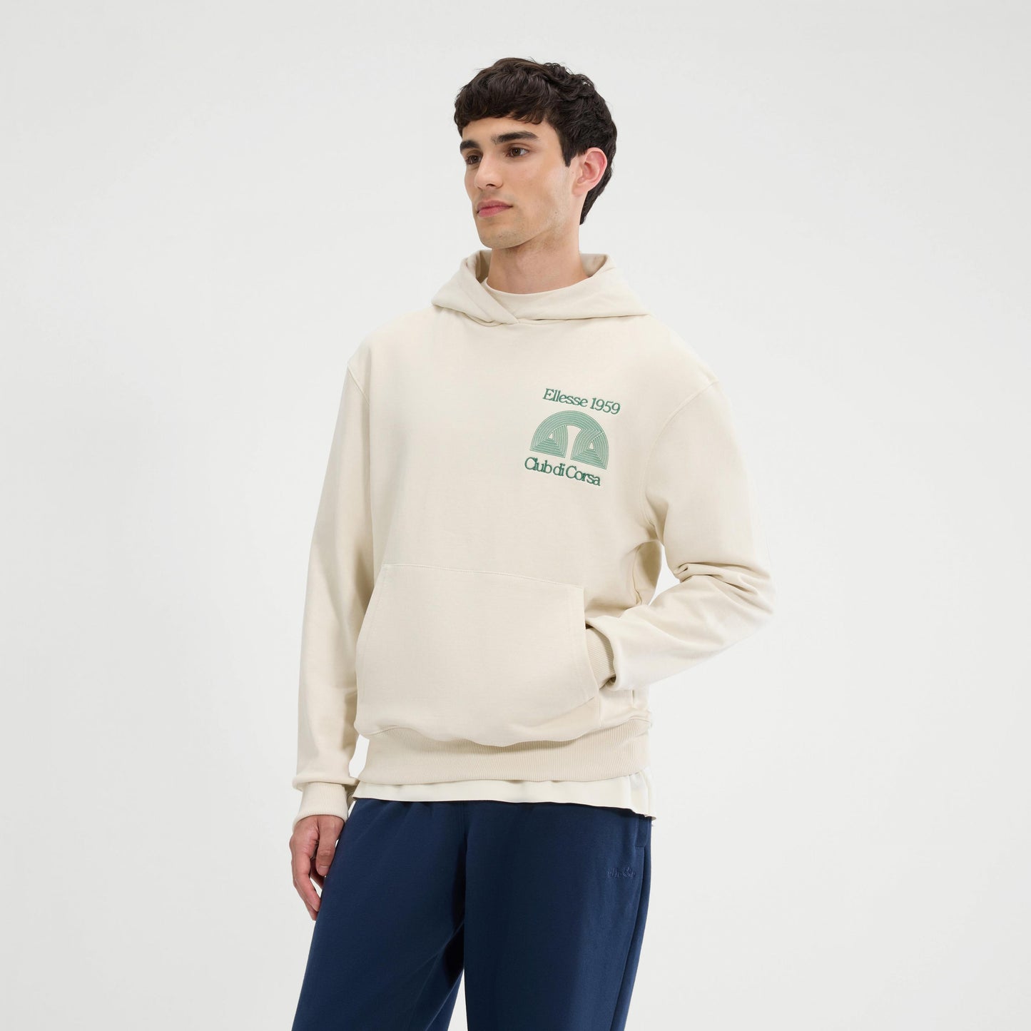 Off White - Front - Ellesse Mens Club Di Corsa Hoodie