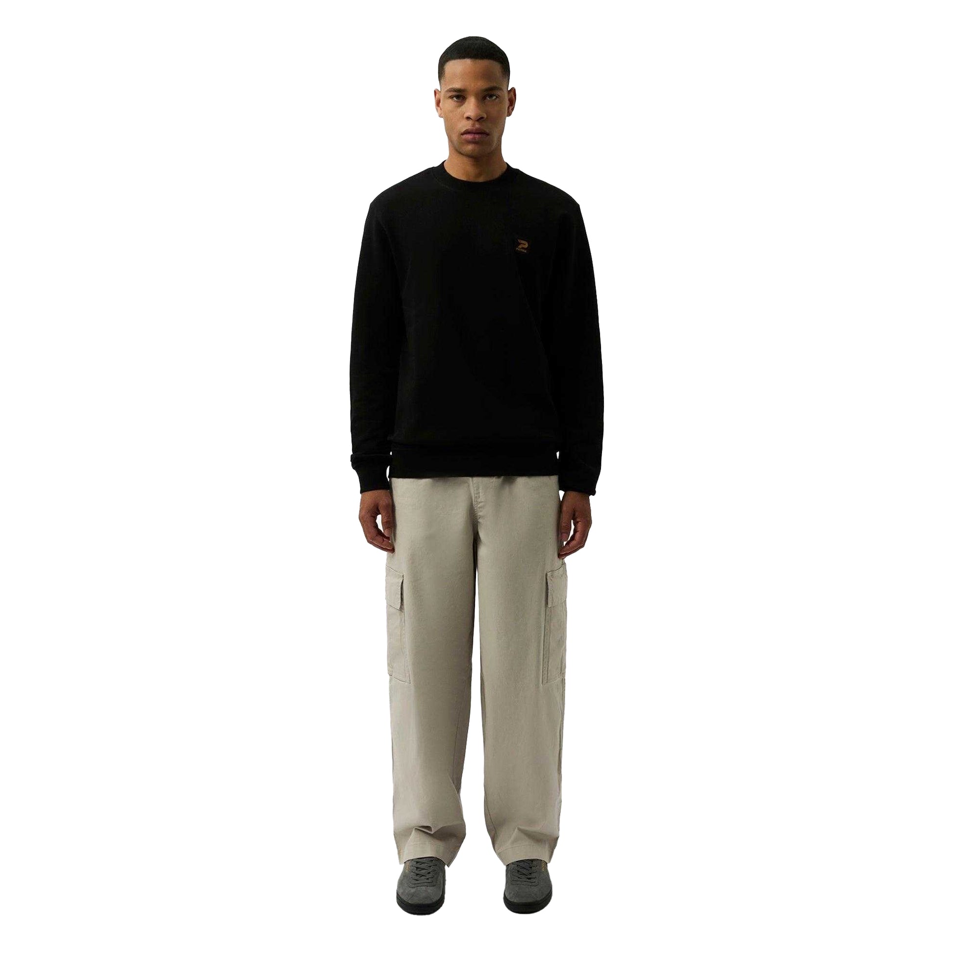 Black - Side - Patrick Mens Oscar Crew Neck Sweatshirt