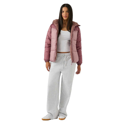 Dusty Rose - Lifestyle - Reebok Womens-Ladies Sherpa Reversible Puffer Jacket