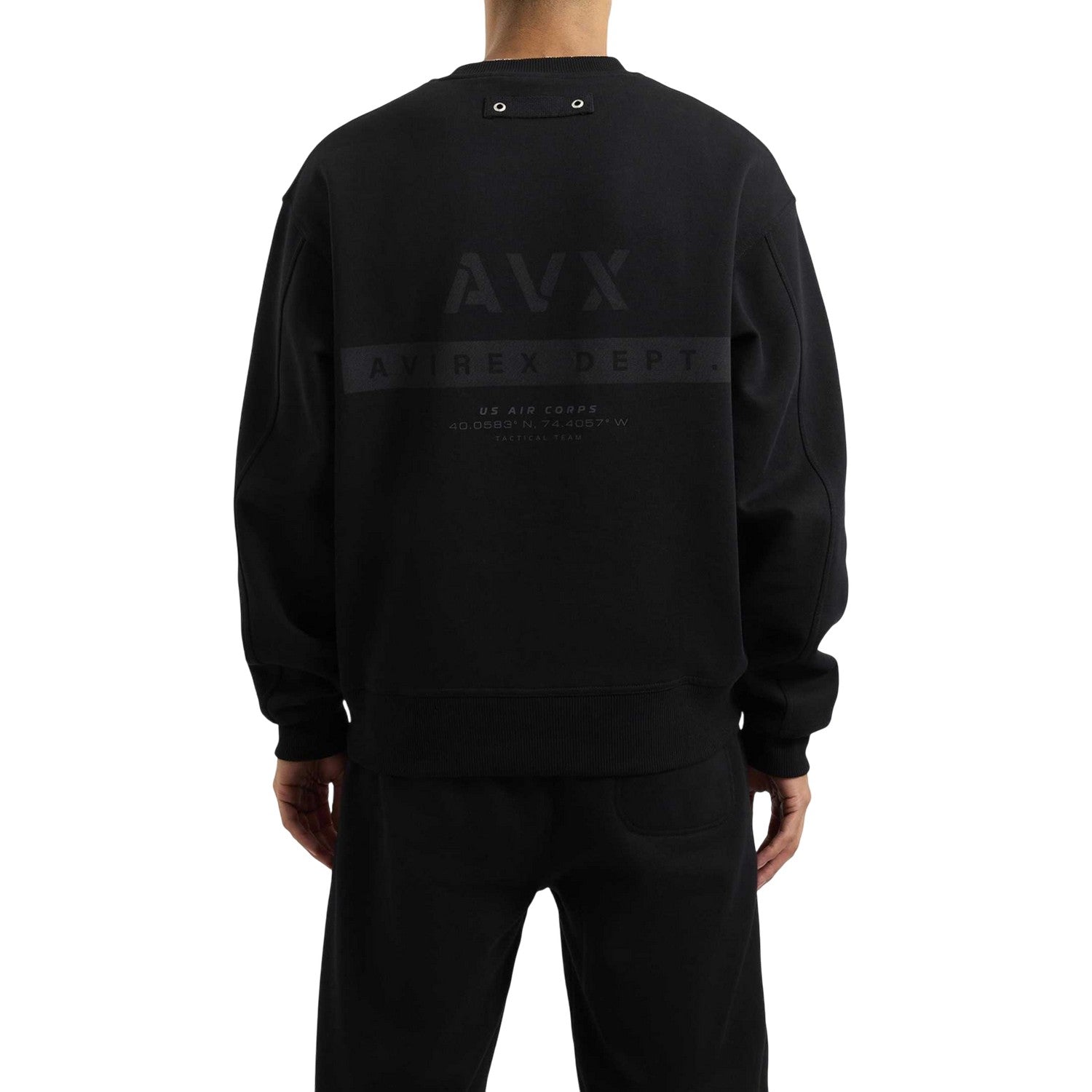 Black - Back - AVX Mens Tex Back Print Sweatshirt