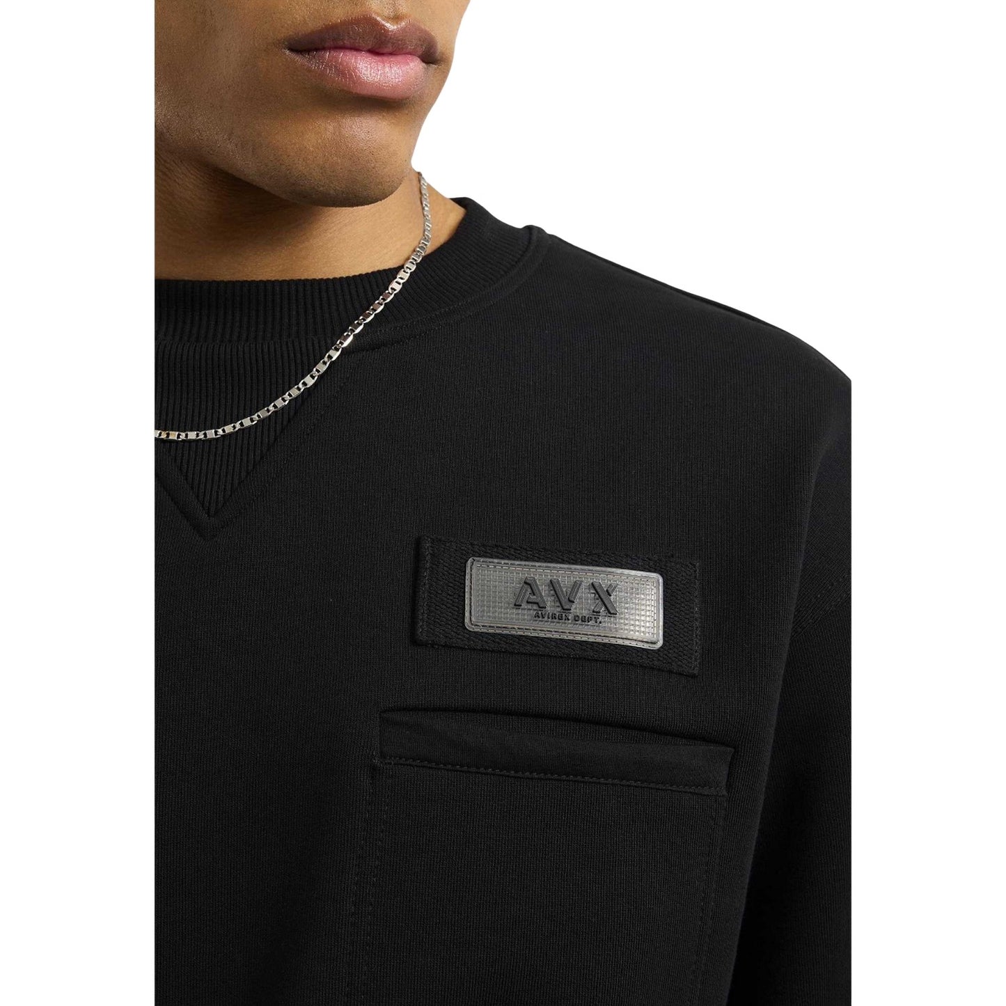 Black - Side - AVX Mens Tex Back Print Sweatshirt