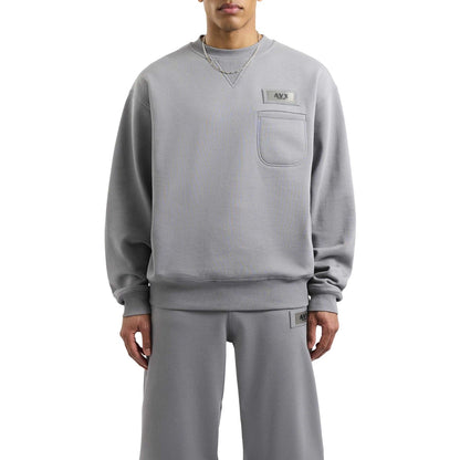 Shadow Grey - Front - AVX Mens Tex Back Print Sweatshirt