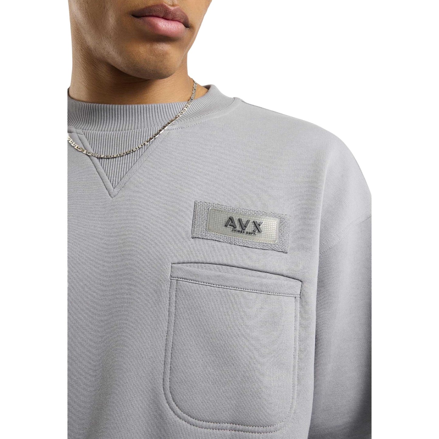 Shadow Grey - Side - AVX Mens Tex Back Print Sweatshirt