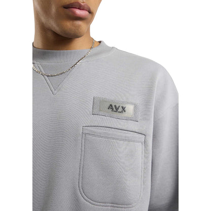 Shadow Grey - Side - AVX Mens Tex Back Print Sweatshirt