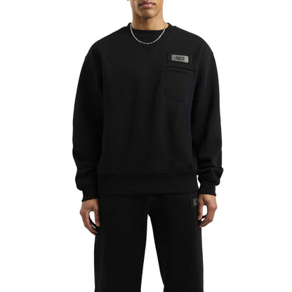 Black - Front - AVX Mens Tex Back Print Sweatshirt
