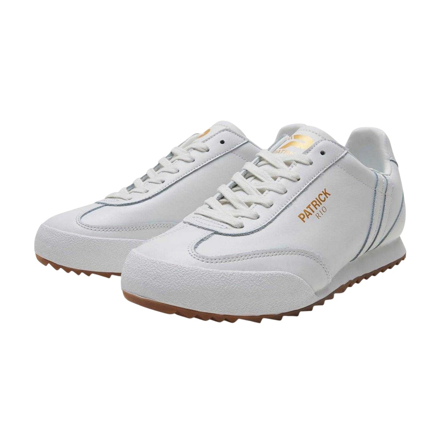 White - Front - Patrick Mens Rio Leather Running Trainers