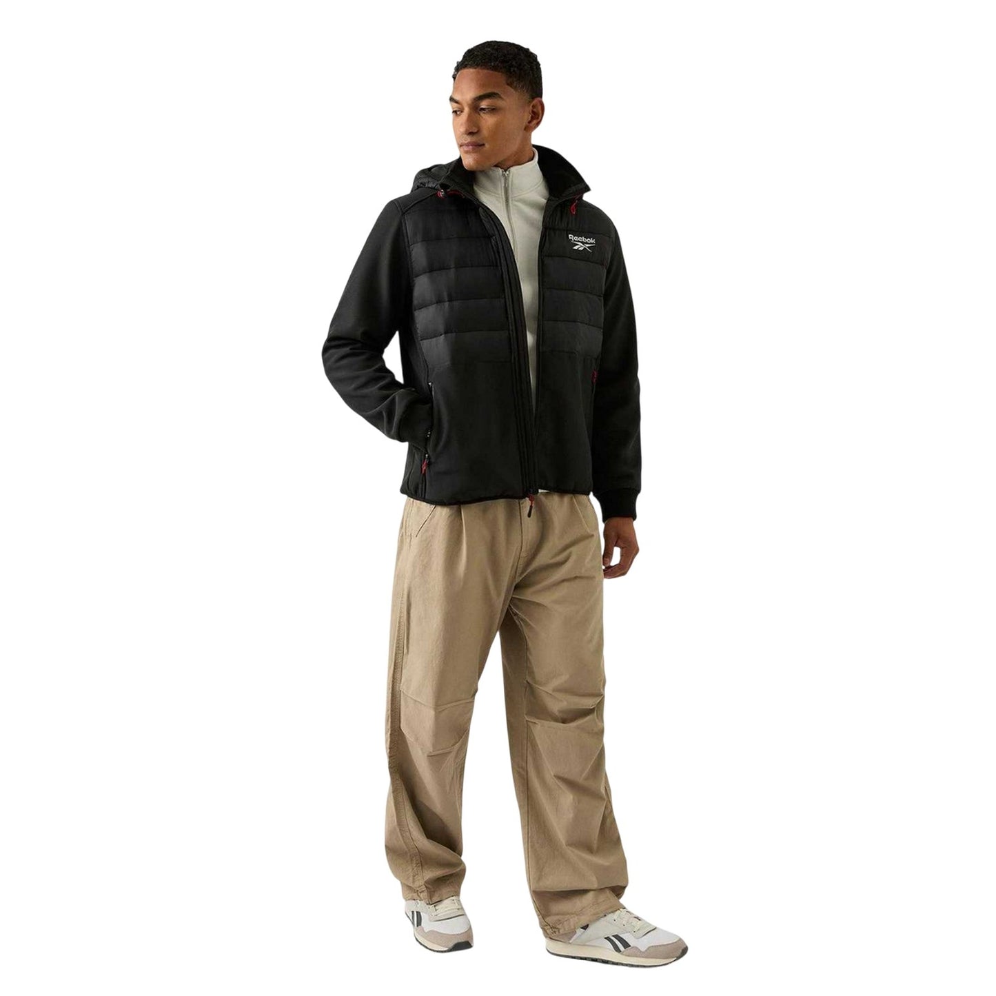 Black - Close up - Reebok Mens Mixed Media Jacket